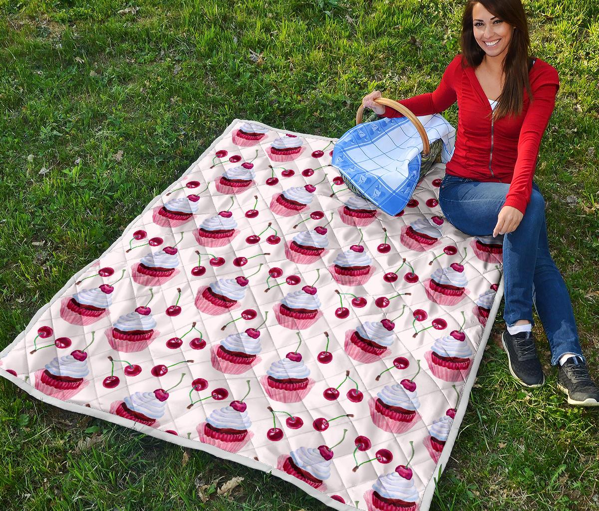 Cherry Cupcake Pink Pattern Premium Quilt-JTAMIGO.COM
