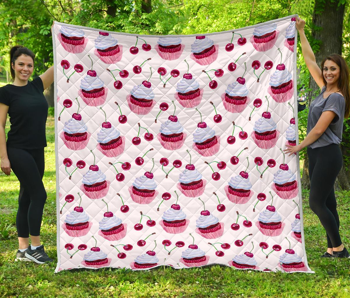 Cherry Cupcake Pink Pattern Premium Quilt-JTAMIGO.COM