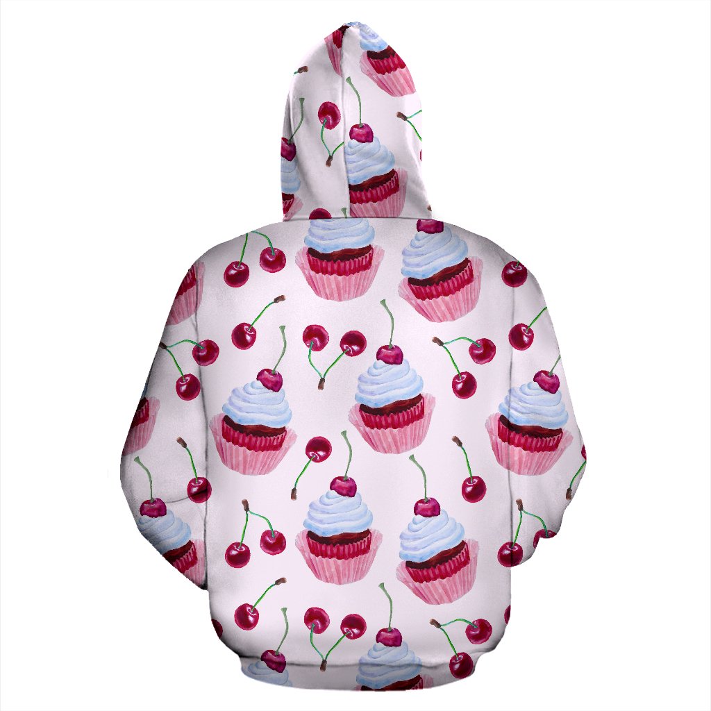 Cherry Cupcake Pink Pattern Pullover Hoodie