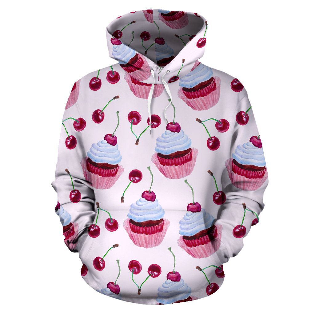 Cherry Cupcake Pink Pattern Pullover Hoodie