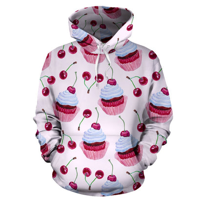 Cherry Cupcake Pink Pattern Pullover Hoodie
