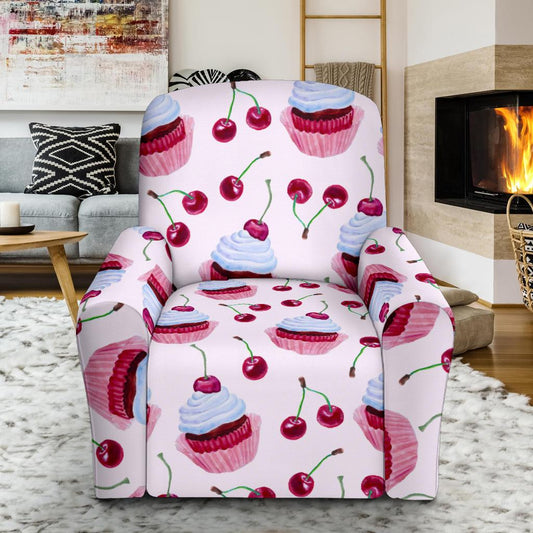 Cherry Cupcake Pink Pattern Single Sofa Slipcover -JTAMIGO.COM