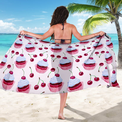 Cherry Cupcake Pink Pattern Sarong Pareo Wrap