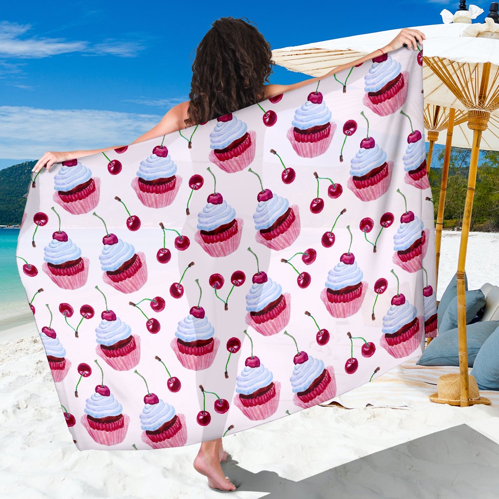 Cherry Cupcake Pink Pattern Sarong Pareo Wrap
