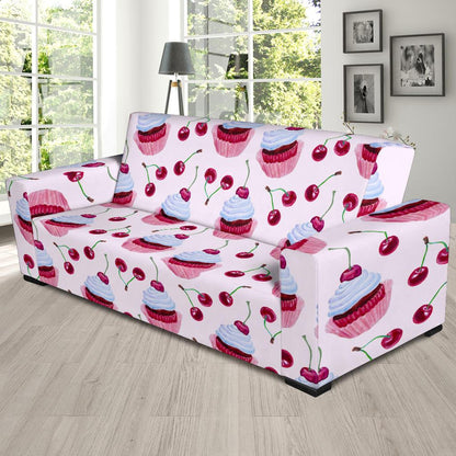 Cherry Cupcake Pink Pattern Sofa Slipcover-JTAMIGO.COM