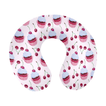 Cherry Cupcake Pink Pattern U-Shaped Travel Neck Pillow-JTAMIGO.COM