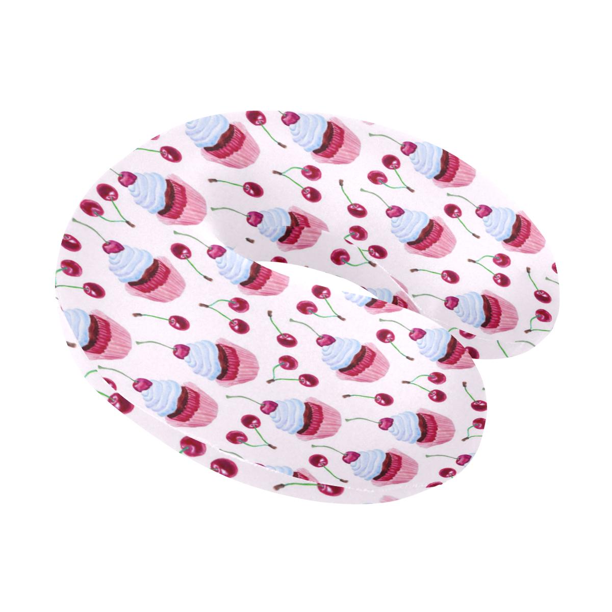 Cherry Cupcake Pink Pattern U-Shaped Travel Neck Pillow-JTAMIGO.COM