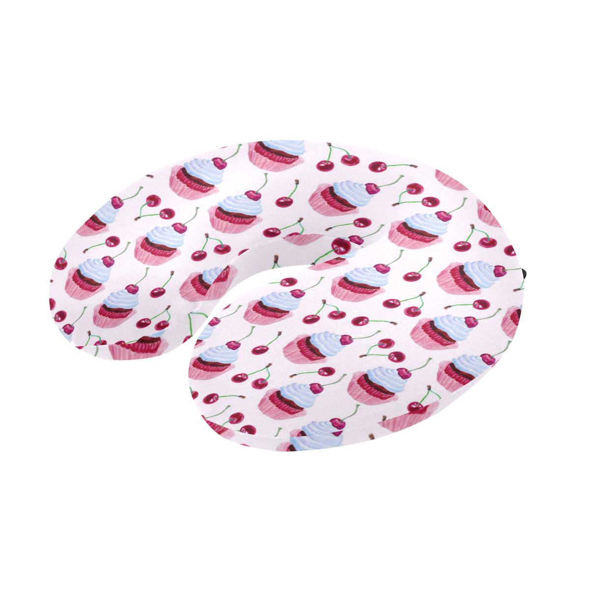 Cherry Cupcake Pink Pattern U-Shaped Travel Neck Pillow-JTAMIGO.COM