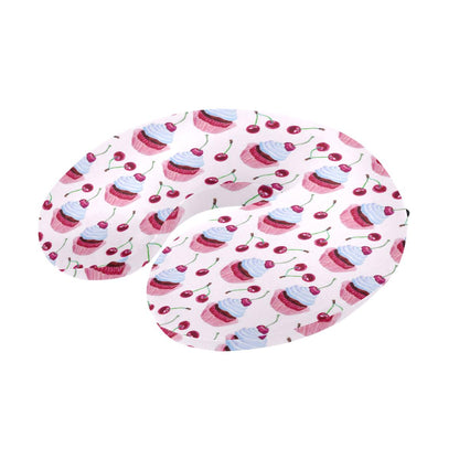 Cherry Cupcake Pink Pattern U-Shaped Travel Neck Pillow-JTAMIGO.COM