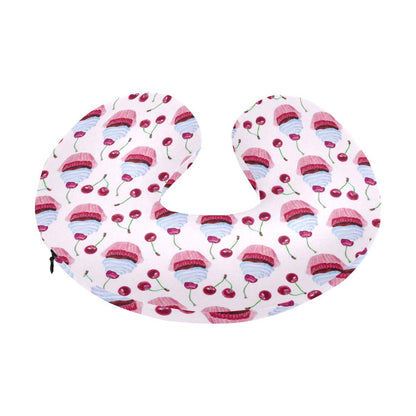 Cherry Cupcake Pink Pattern U-Shaped Travel Neck Pillow-JTAMIGO.COM