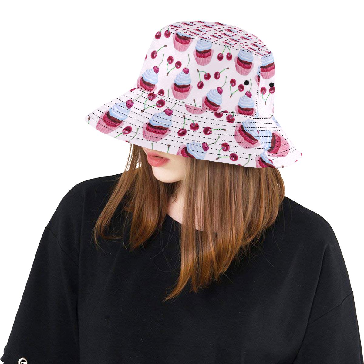 Cherry Cupcake Pink Pattern Unisex Bucket Hat