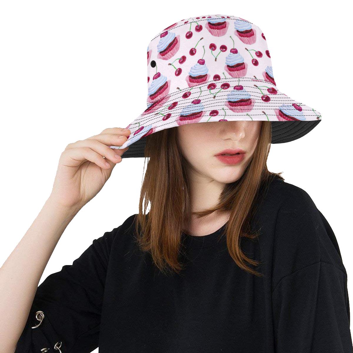 Cherry Cupcake Pink Pattern Unisex Bucket Hat