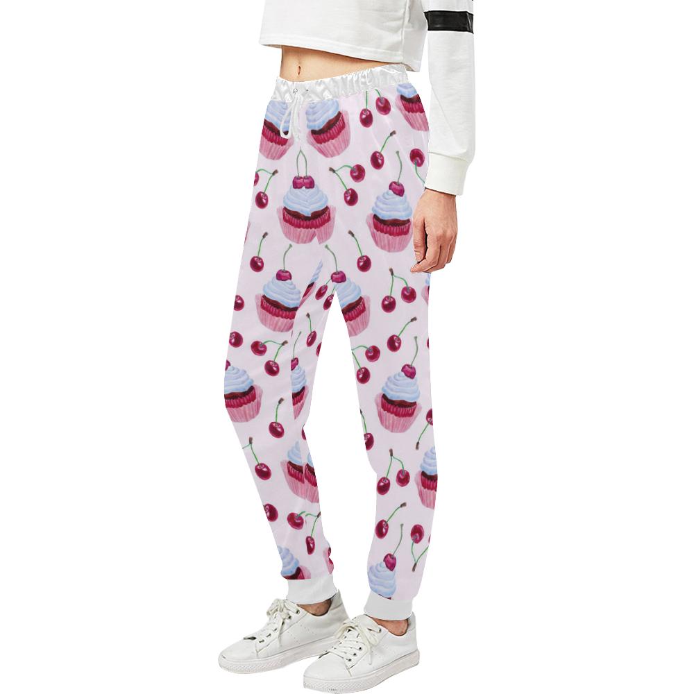 Cherry Cupcake Pink Pattern Unisex Casual Sweatpants (Model L11)-JTAMIGO.COM