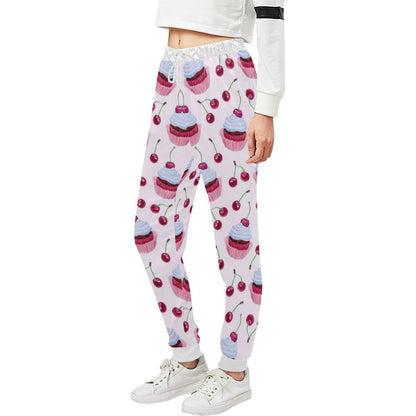 Cherry Cupcake Pink Pattern Unisex Casual Sweatpants (Model L11)-JTAMIGO.COM