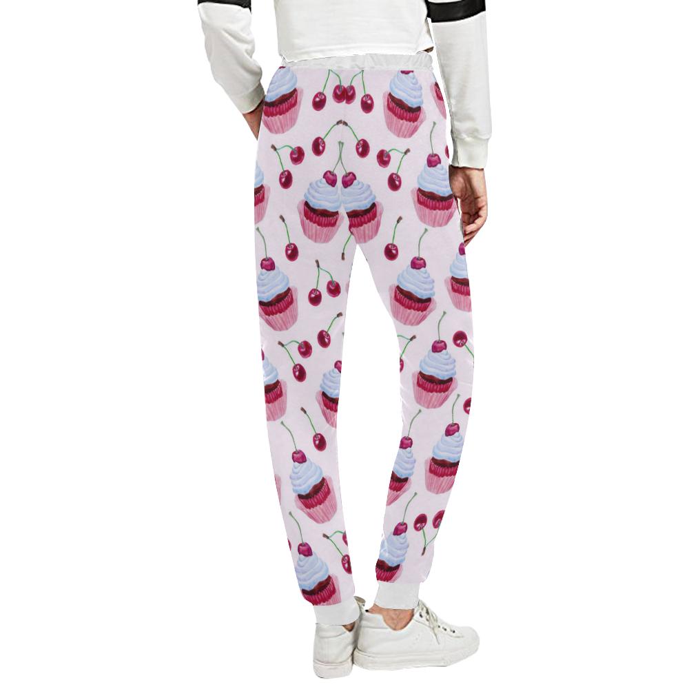 Cherry Cupcake Pink Pattern Unisex Casual Sweatpants (Model L11)-JTAMIGO.COM