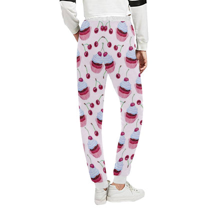 Cherry Cupcake Pink Pattern Unisex Casual Sweatpants (Model L11)-JTAMIGO.COM