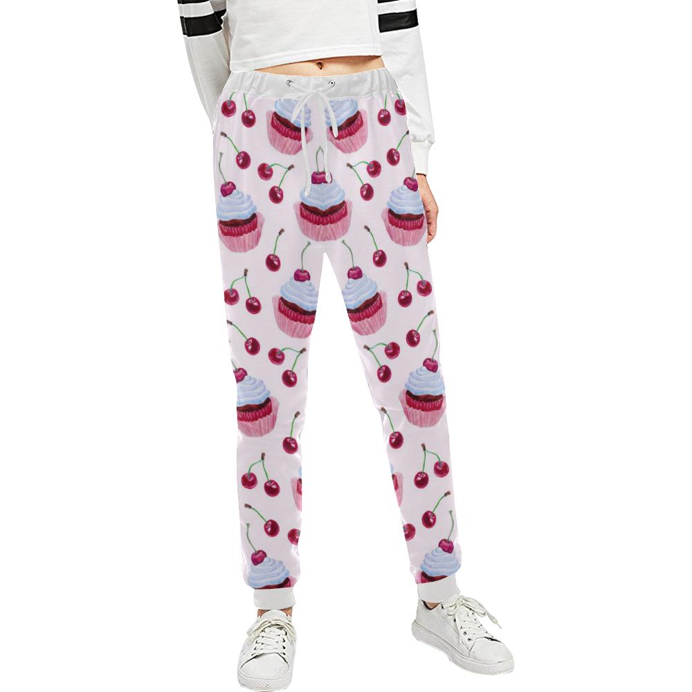 Cherry Cupcake Pink Pattern Unisex Casual Sweatpants (Model L11)-JTAMIGO.COM