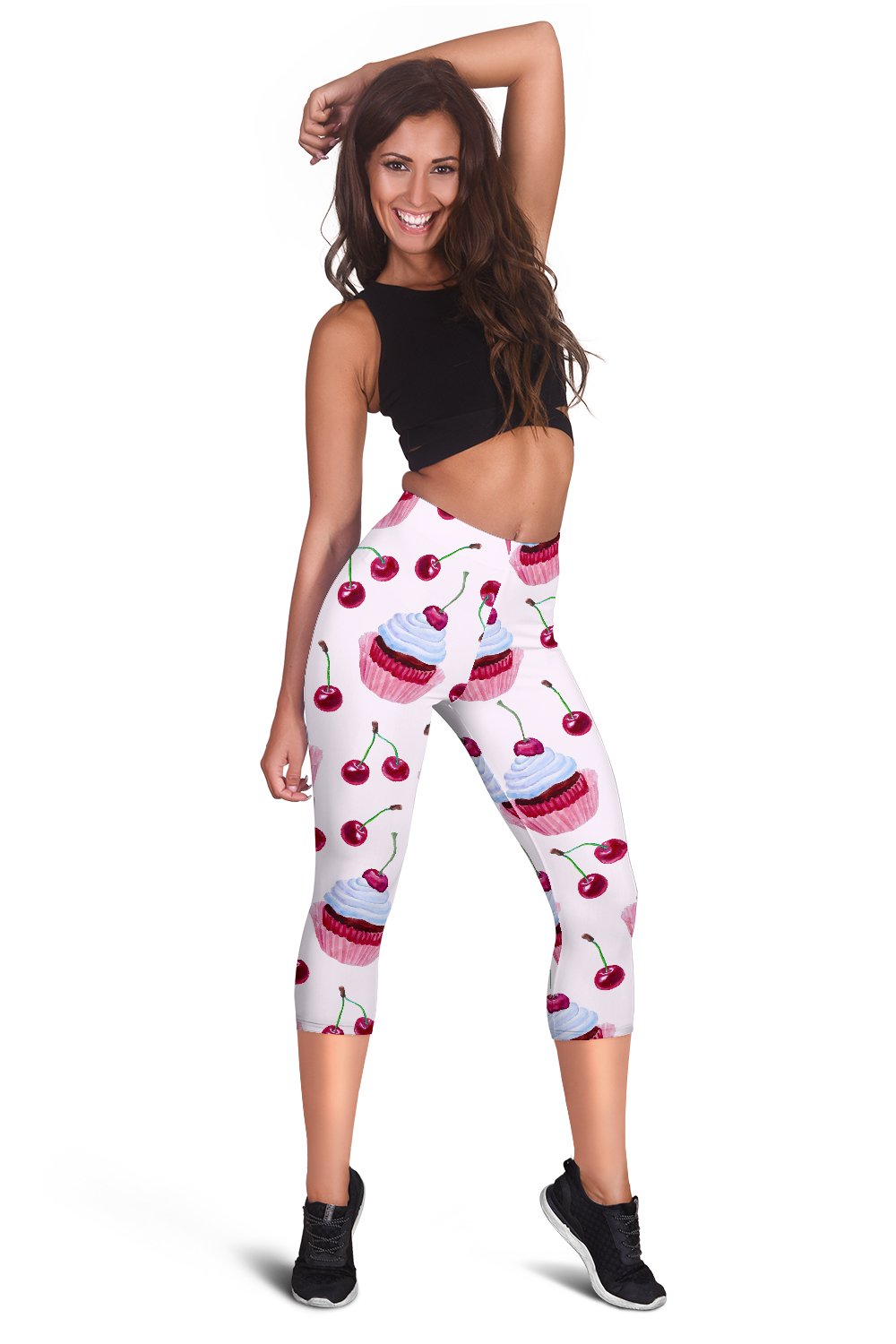 Cherry Cupcake Pink Pattern Women Capris