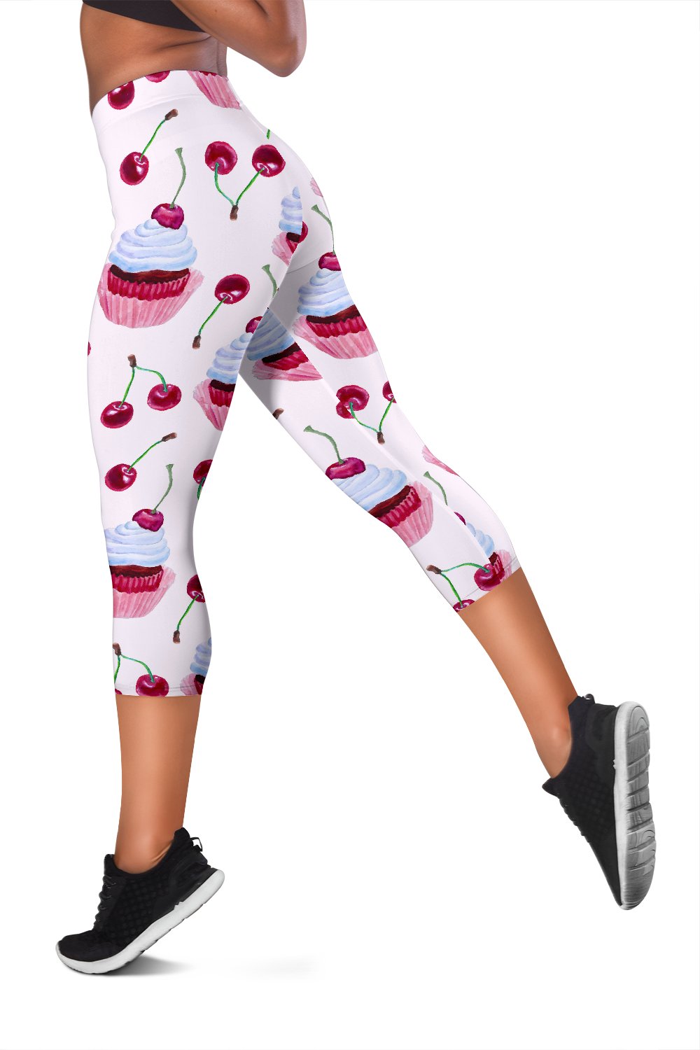 Cherry Cupcake Pink Pattern Women Capris