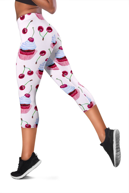 Cherry Cupcake Pink Pattern Women Capris