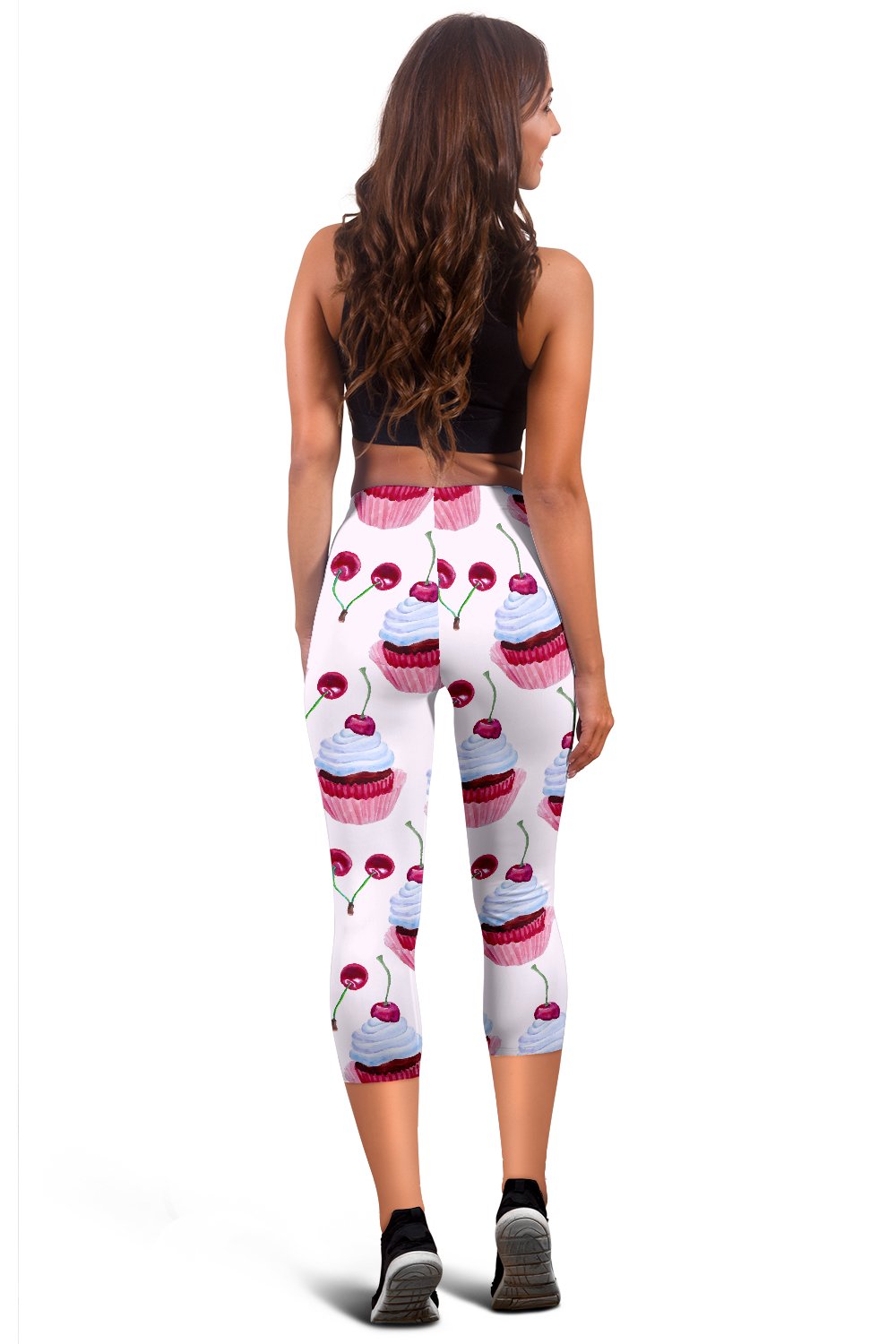 Cherry Cupcake Pink Pattern Women Capris