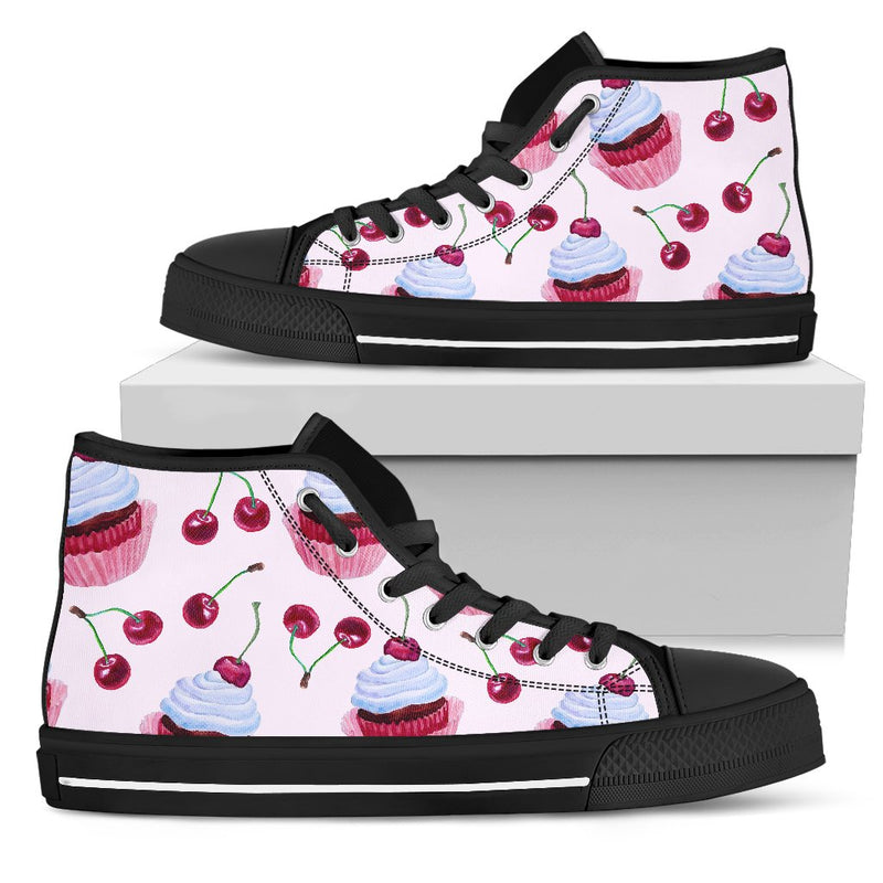 Cherry Cupcake Pink Pattern Women High Top Shoes