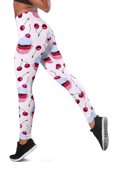 Cherry Cupcake Pink Pattern Women Leggings