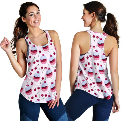 Cherry Cupcake Pink Pattern Women Racerback Tank Top