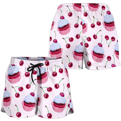 Cherry Cupcake Pink Pattern Women Shorts-JTAMIGO.COM