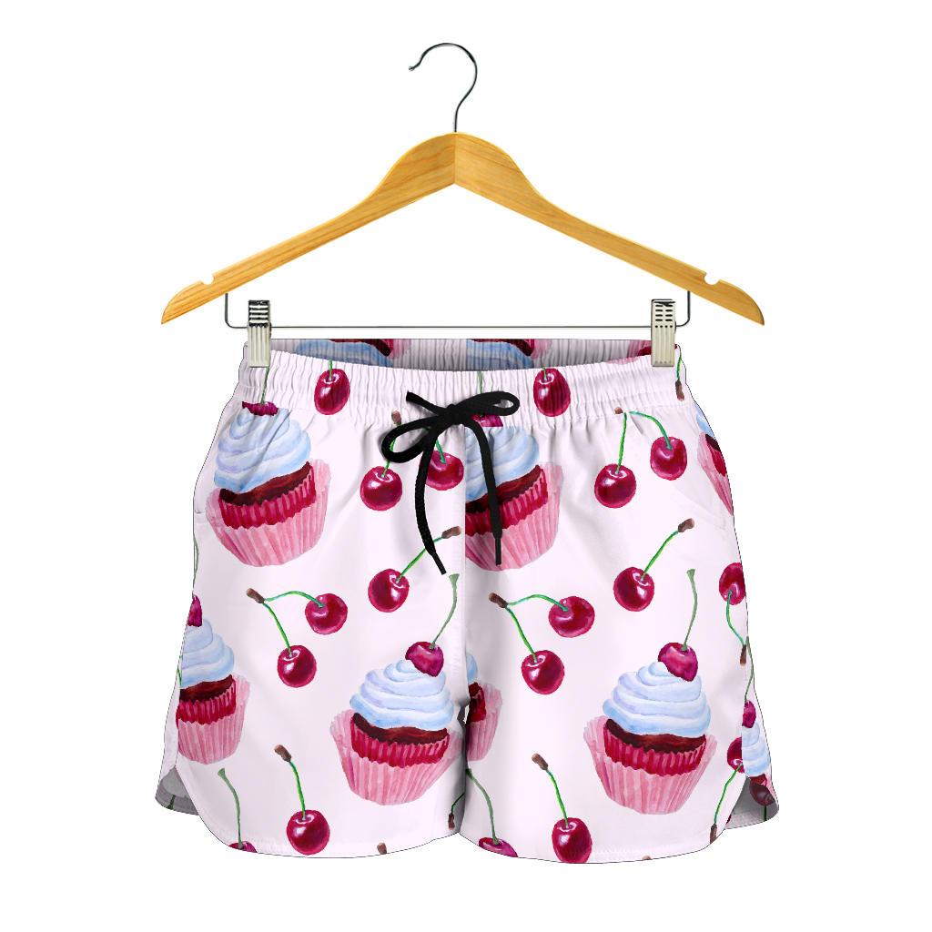 Cherry Cupcake Pink Pattern Women Shorts-JTAMIGO.COM