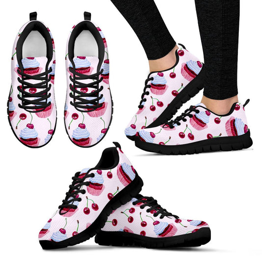 Cherry Cupcake Pink Pattern Women Sneakers Shoes