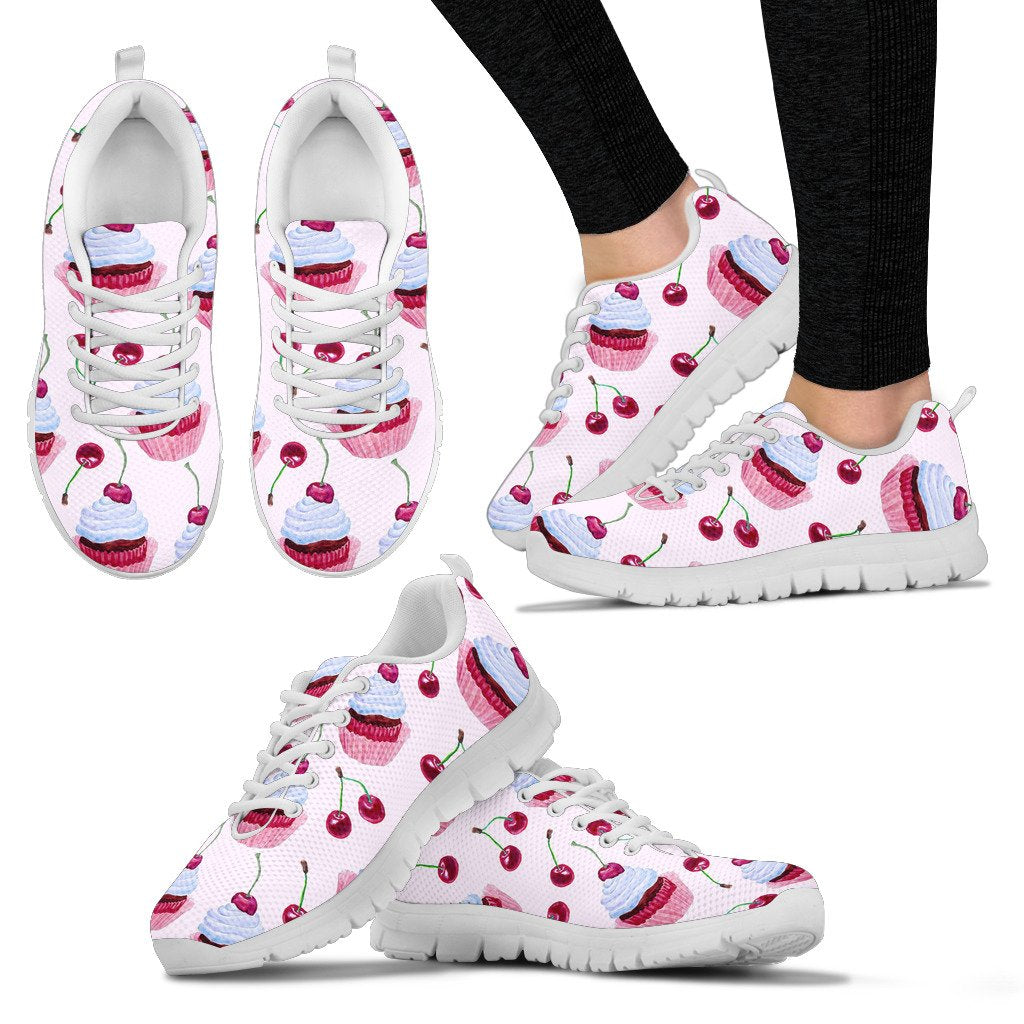 Cherry Cupcake Pink Pattern Women Sneakers Shoes