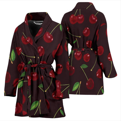 Cherry Fresh Pattern Women Bath Robe-JTAMIGO.COM