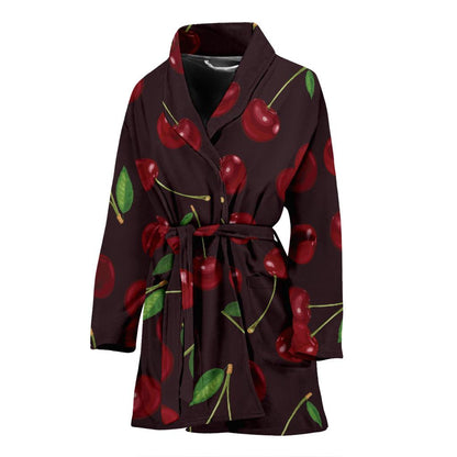 Cherry Fresh Pattern Women Bath Robe-JTAMIGO.COM
