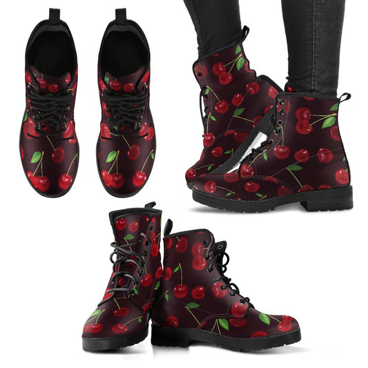 Cherry Fresh Pattern Women Leather Boots-JTAMIGO.COM