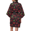 Cherry Fresh Pattern Women Short Kimono Robe