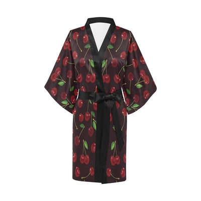 Cherry Fresh Pattern Women Short Kimono Robe