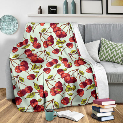 Cherry Hand Draw Fleece Blanket