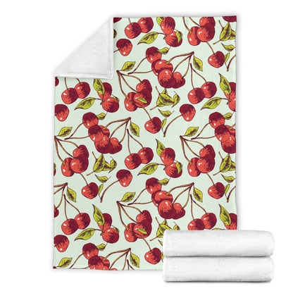 Cherry Hand Draw Fleece Blanket