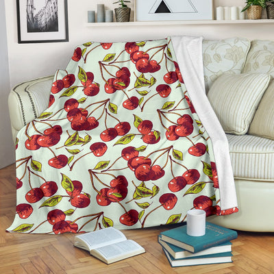 Cherry Hand Draw Fleece Blanket