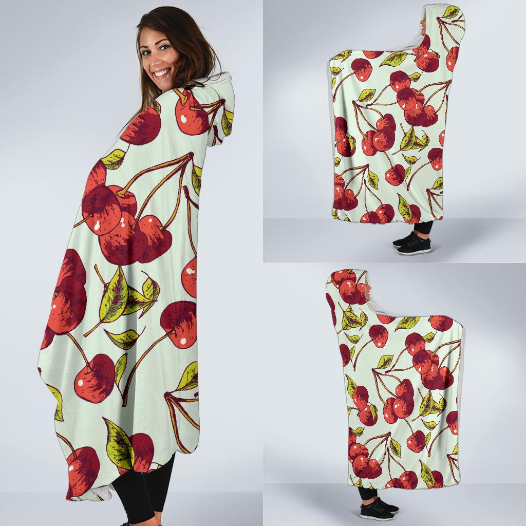 Cherry Hand Draw Hooded Blanket-JTAMIGO.COM
