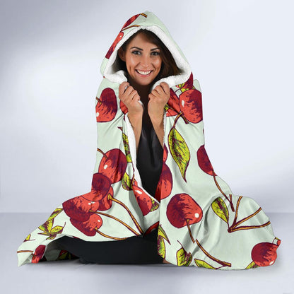Cherry Hand Draw Hooded Blanket-JTAMIGO.COM