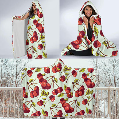 Cherry Hand Draw Hooded Blanket-JTAMIGO.COM