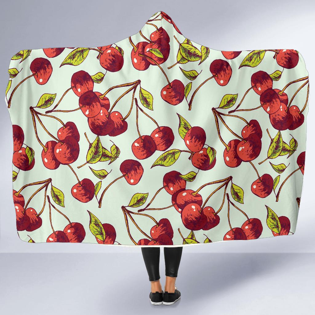 Cherry Hand Draw Hooded Blanket-JTAMIGO.COM