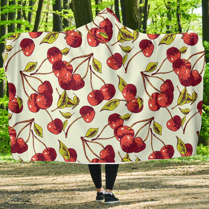 Cherry Hand Draw Hooded Blanket-JTAMIGO.COM