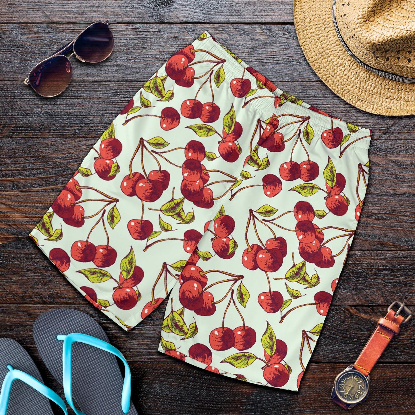 Cherry Hand Draw Mens Shorts-JTAMIGO.COM