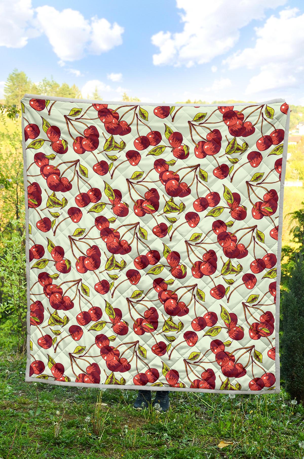 Cherry Hand Draw Premium Quilt-JTAMIGO.COM