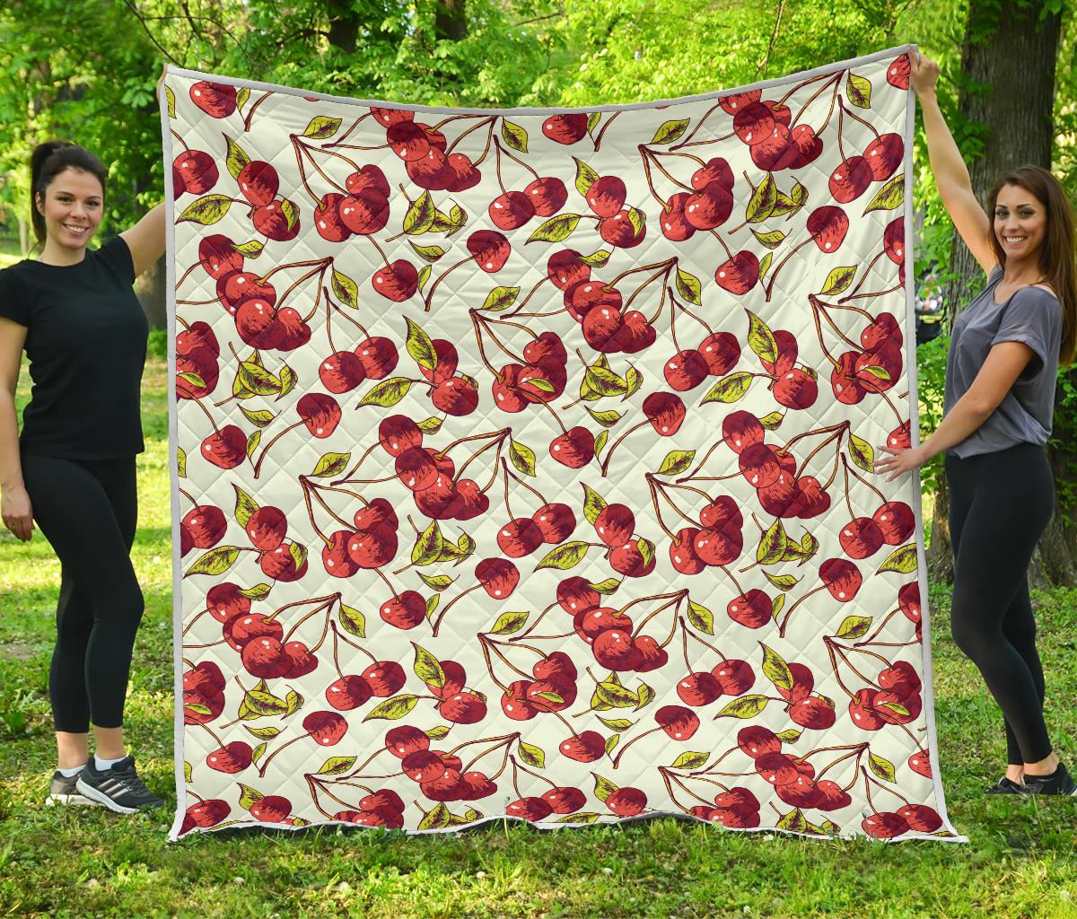 Cherry Hand Draw Premium Quilt-JTAMIGO.COM