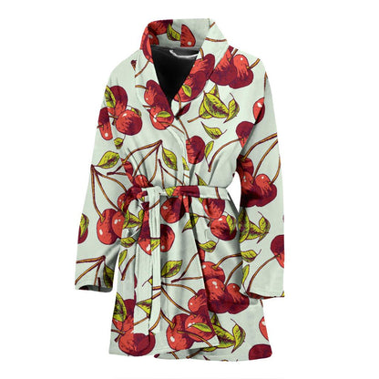 Cherry Hand Draw Women Bath Robe-JTAMIGO.COM