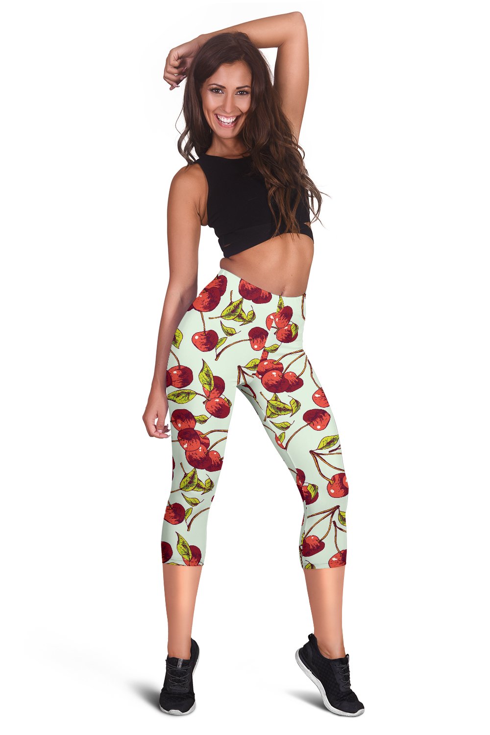 Cherry Hand Draw Women Capris